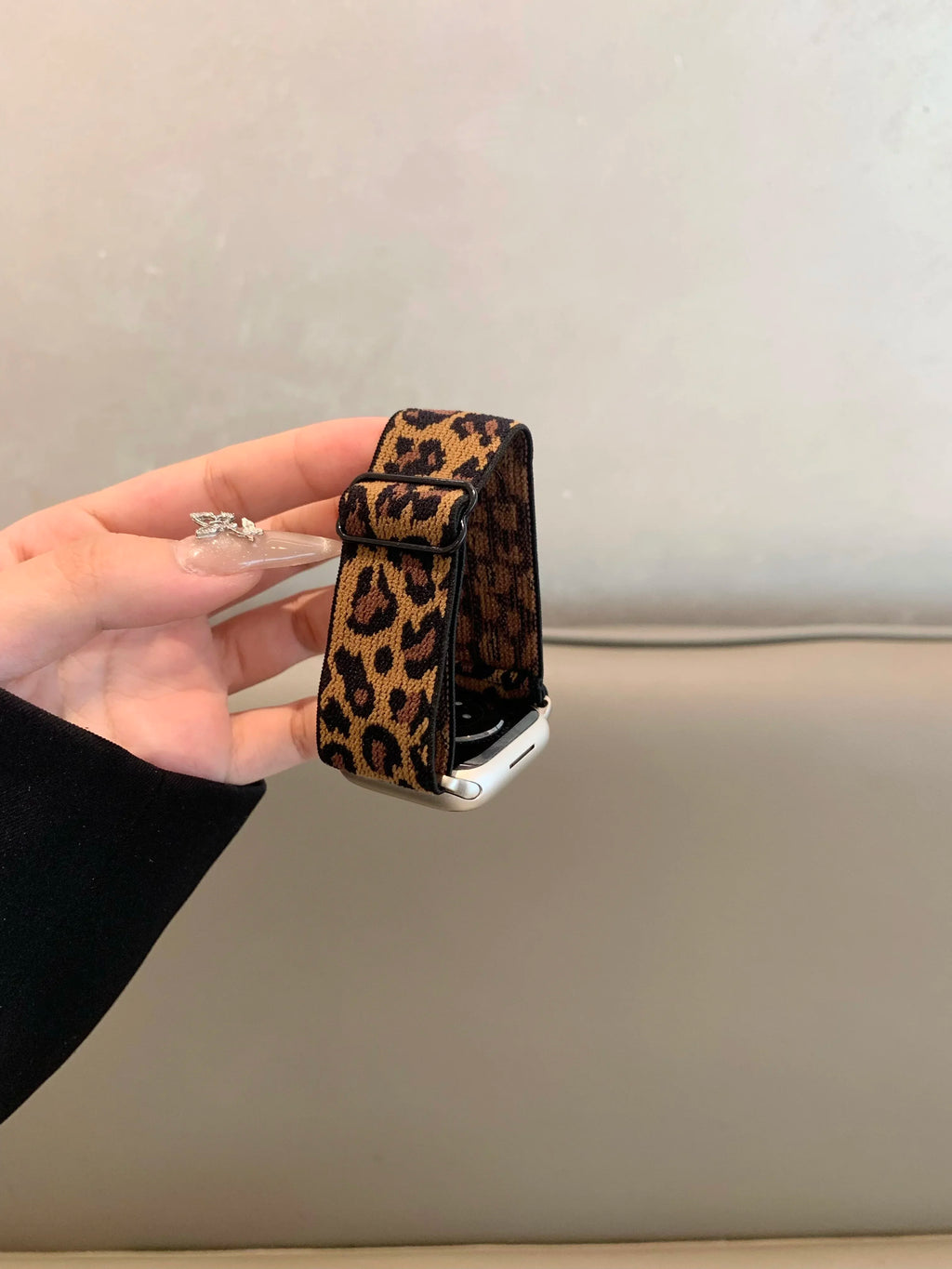 Leopard Stretchy Nylon Watch Band Compatible With iWatch  Adjustable Leopard Strap For Apple Watch Series 7 6 5 4 3 SE