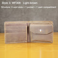Luxury Handmade Genuine Leather Men Wallet Bifold Purse Male Wallets Short Money Clip Vintage Leather Money Bag with zip pocket