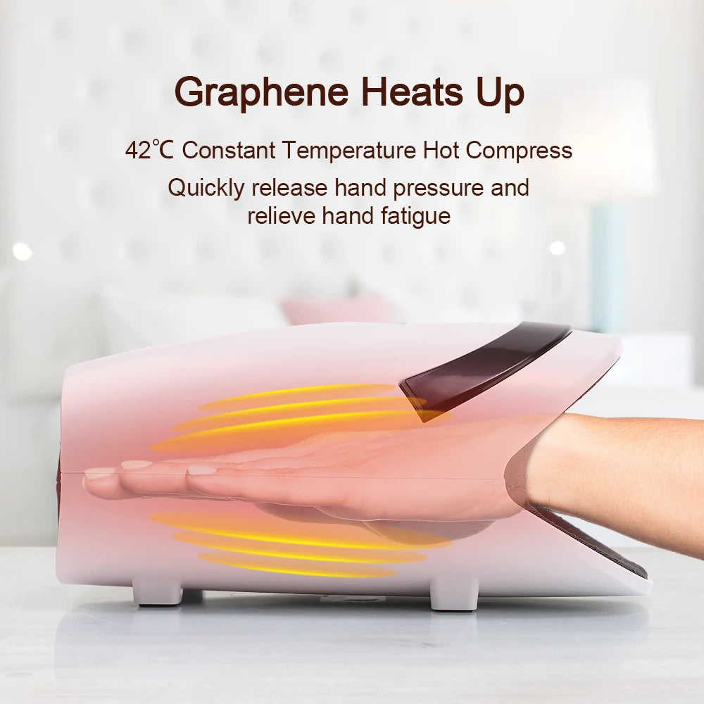 Cordless Hand Massager Machine for Wrist Arthritis Vibartion Heat and Pressure Acupoint Physiotherapy Palms Finger Compression