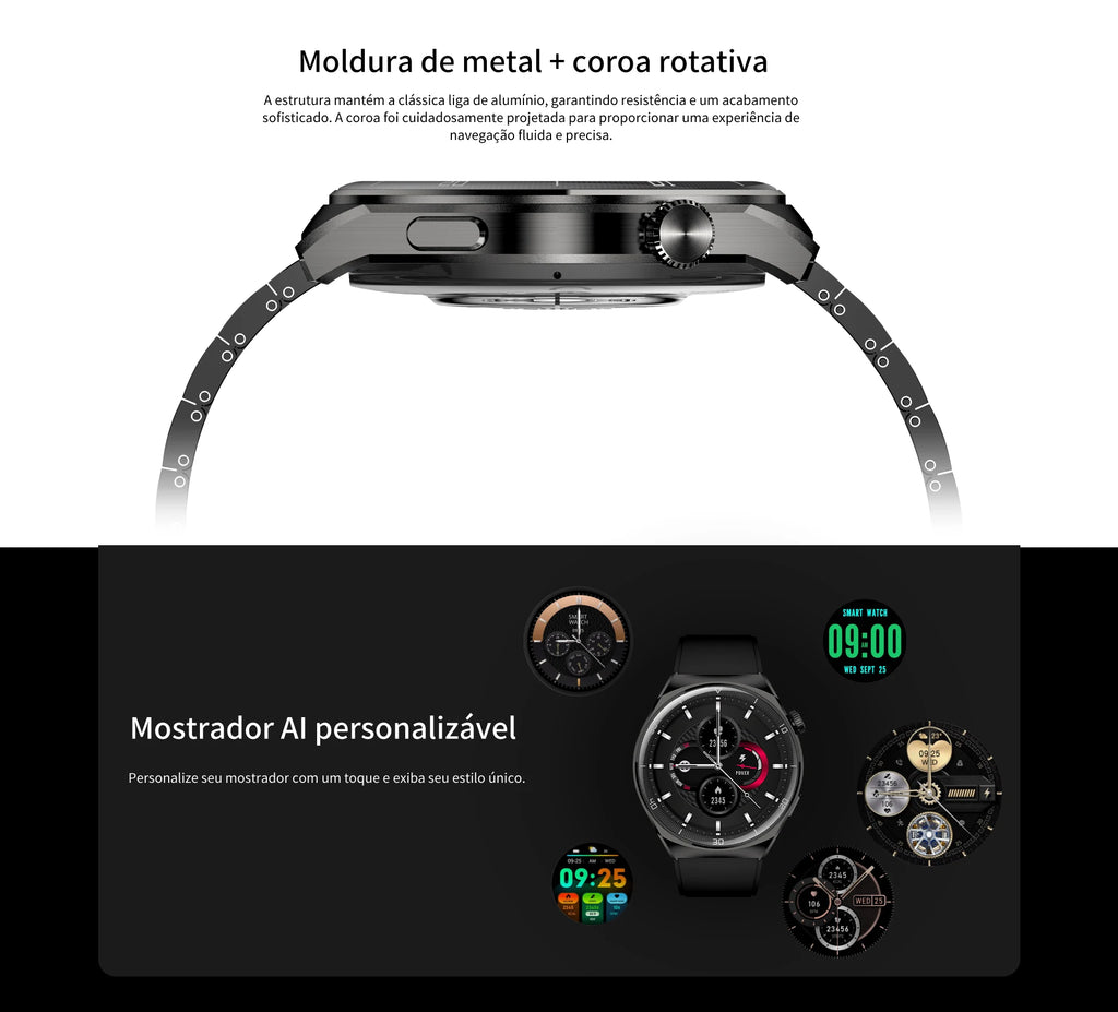 NEXA 2 Relógio Inteligente com de 300mAh Tela HD AMOLED Caixa de Liga de Zinco à Prova d'Água IP68 para Esportes ao Ar Livre