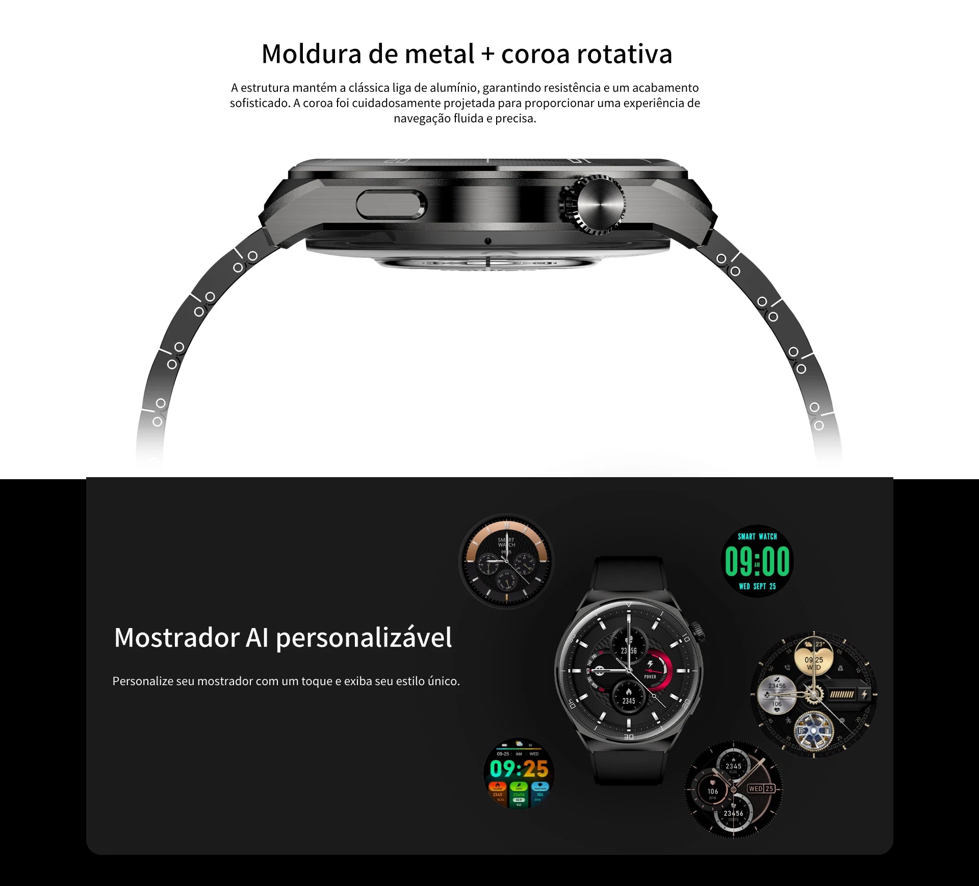 NEXA 2 Relógio Inteligente com de 300mAh Tela HD AMOLED Caixa de Liga de Zinco à Prova d'Água IP68 para Esportes ao Ar Livre