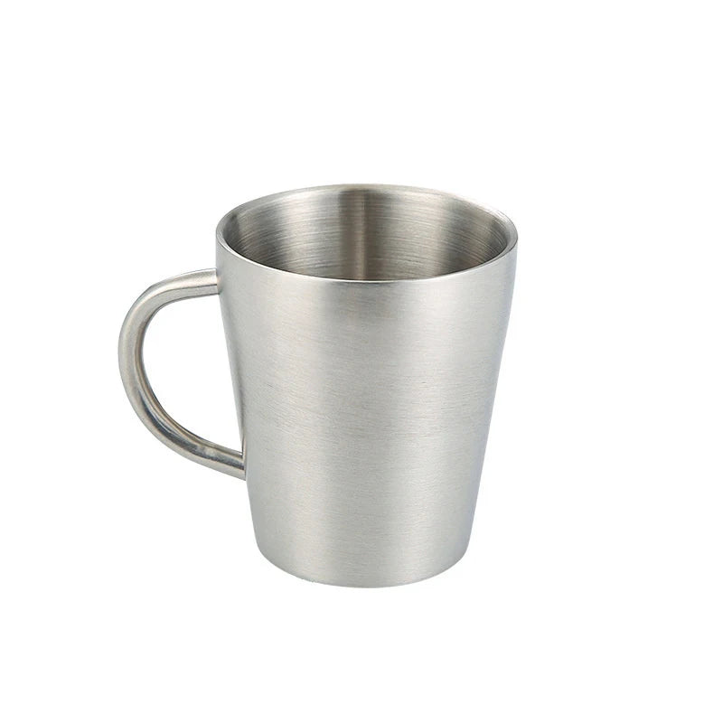 304 Stainless Steel Beer Cup Double-Layer Water Cup Home Dining Drinkware Mugs Gold Sliver Coffee Mugs With Handle 300ml