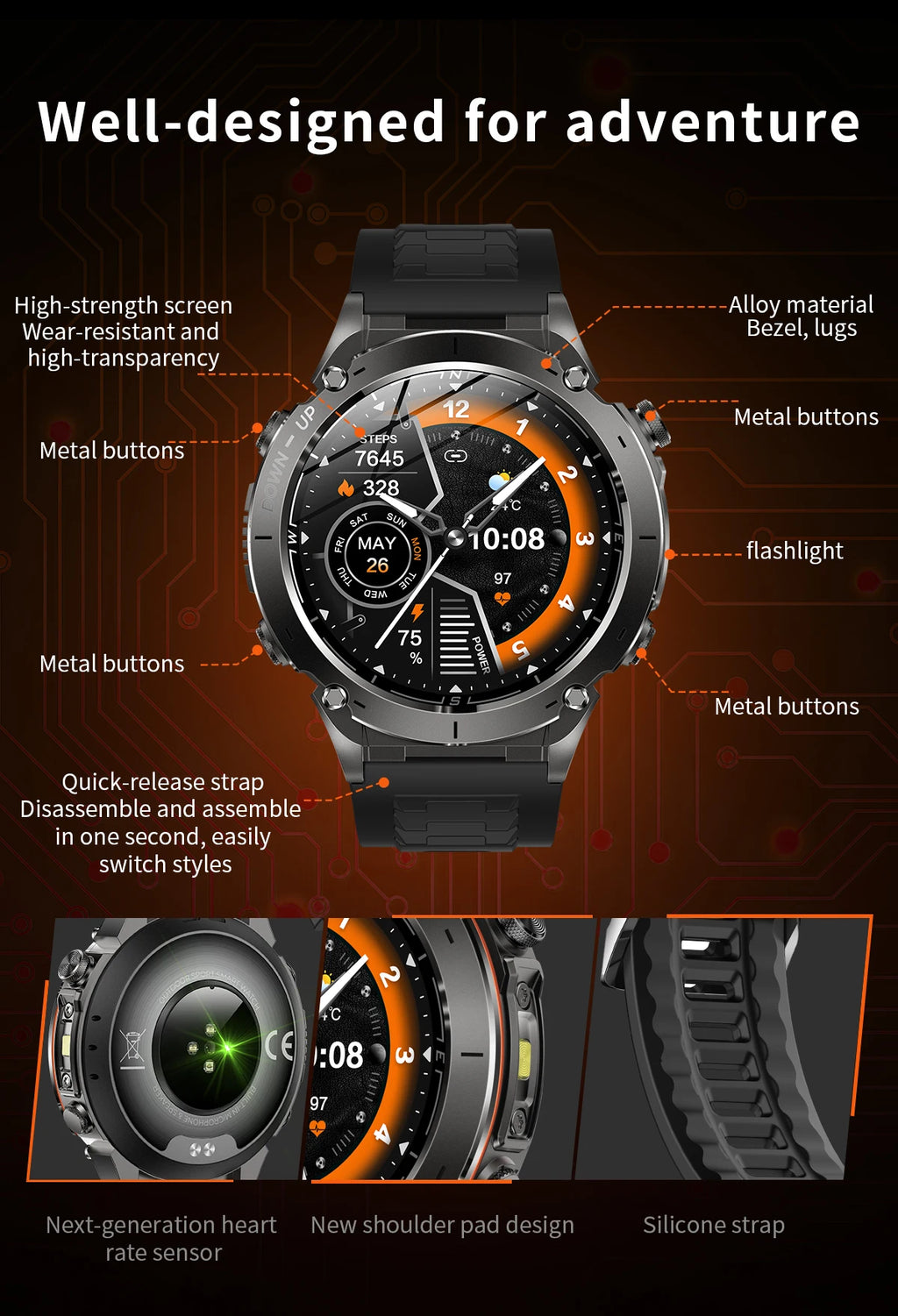 2025 GUHUAVMI Y-101 GPS Sports Smart Watch 10ATM Waterproof Built-in Dual-Band GNSS Compass Altimeter Military Grade Smartwatchs