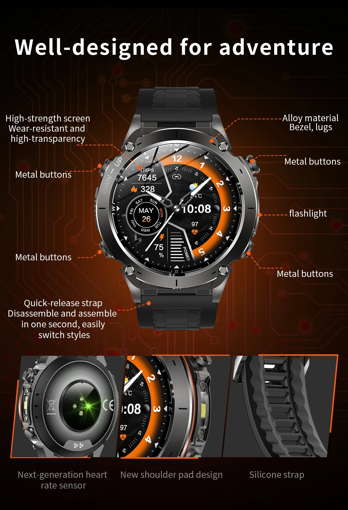 2025 GUHUAVMI Y-101 GPS Sports Smart Watch 10ATM Waterproof Built-in Dual-Band GNSS Compass Altimeter Military Grade Smartwatchs