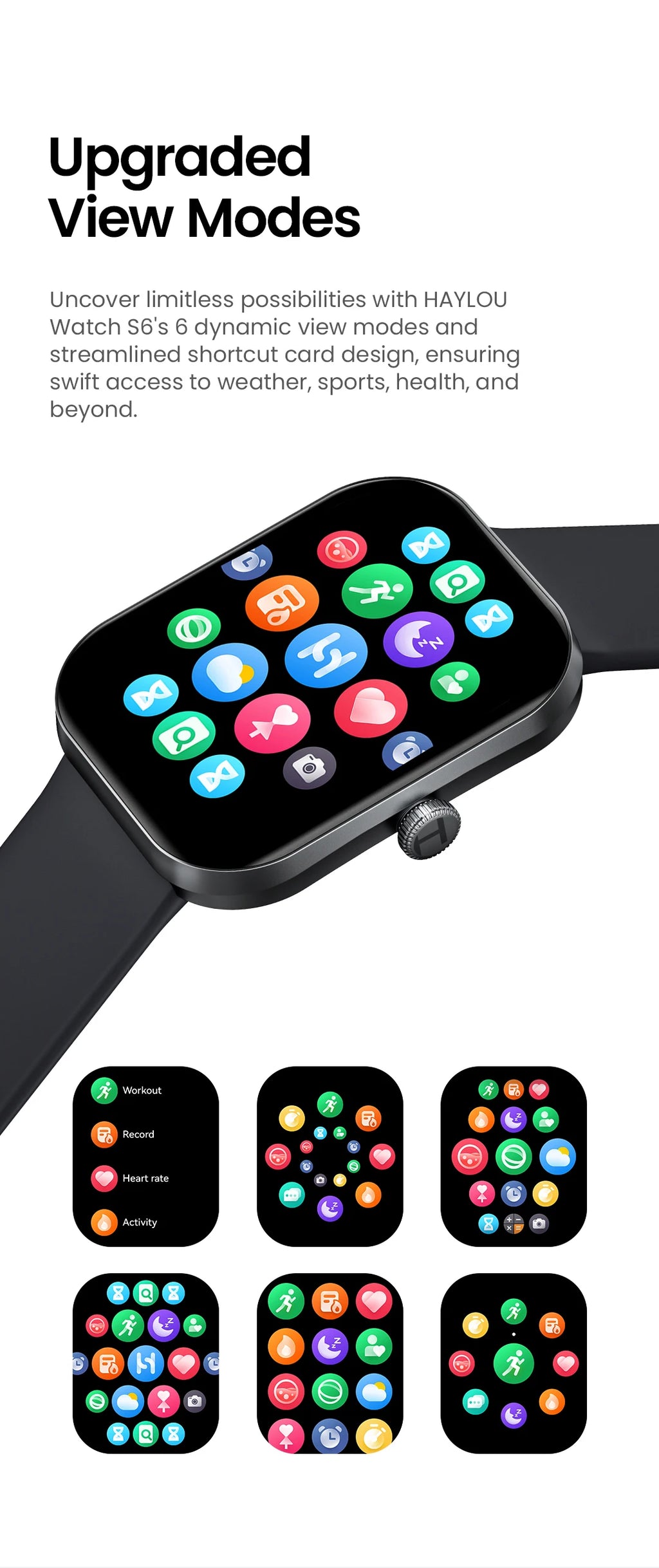 HAYLOU Watch S6 Smartwatch 2.01" HD Display Smart Watch Bluetooth Voice Callings IP68 Waterproof Fitness Tracking Smartwatch