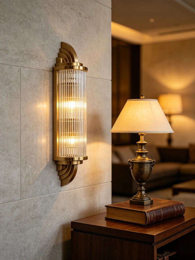 Art Decor Wall Light Clear Glass Gold Metal Creative Sconce Lamp For Living Room Hotel Indoor Bedroom E14 Bulb