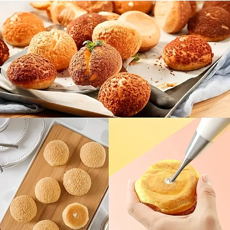 4Pcs Puff Pastry Piping Nozzle Set, Stainless Steel Decorating Tips for Cake Cupcake Cookie Cream Icing, Baking Tools for  Baker