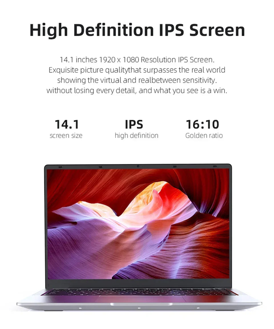 2026 New 14.1 Inch Ultra Slim Laptop Win11 16GB/32GB DDR4 RAM 2TB SSD Portable Business Office Notebook PC Intel I9-9900