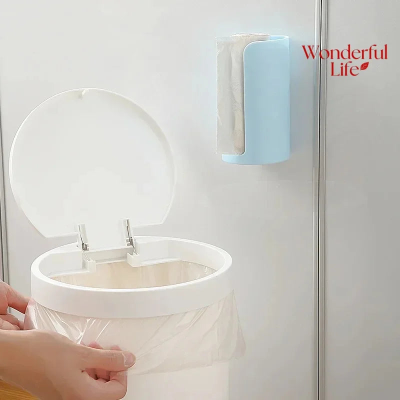 1Pcs Holder Punch-free Self-adhesive Wall-mounted Household Bathroom Kitchen Garbage Bags Storage Rack Plastic Bag Organizer Box