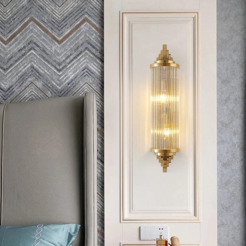Art Decor Wall Light Clear Glass Gold Metal Creative Sconce Lamp For Living Room Hotel Indoor Bedroom E14 Bulb