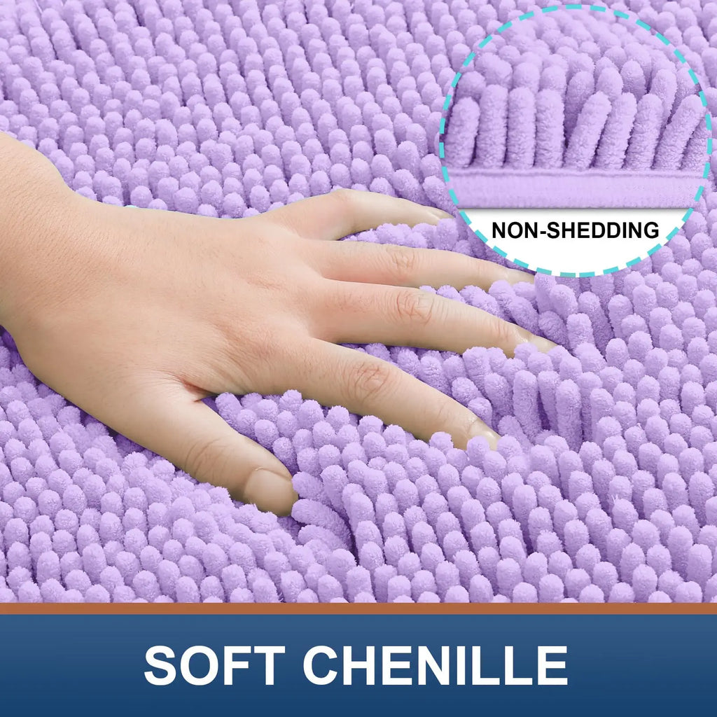 Olanly Chenille Bath Mat Fashion Non-Slips Soft Fluffy Bath Mats For Bathroom Super Absorbent Floor Mats Washable Bathroom Mat
