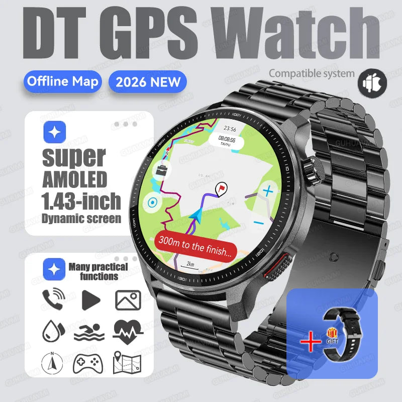 NEW 4G Memory GPS Offline Map Position Smart Watch Built-in App Market Game Compass Waterproof Swim Watches Sports Fashion Watch