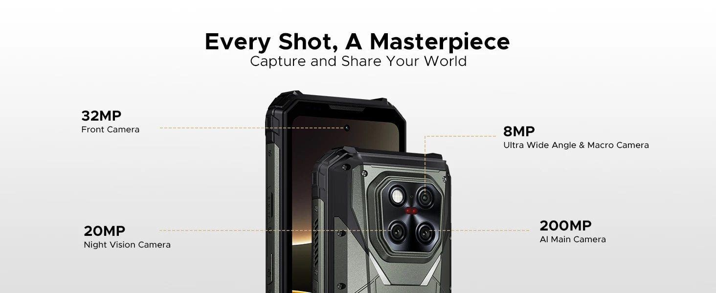DOOGEE V Max Play 5G Rugged Phone Projector Function Dual Camping Lights 6.78'' Display 20500mAh Battery 16GB 512GB Smartphone