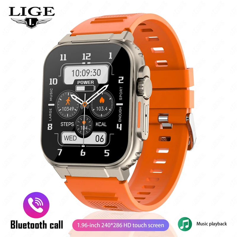LIGE 600mAh high-Capacity Smart Watch Ultra Watch Men Bluetooth Call TWS Local Music Smartwatch Sport IP68 Waterproof Watches