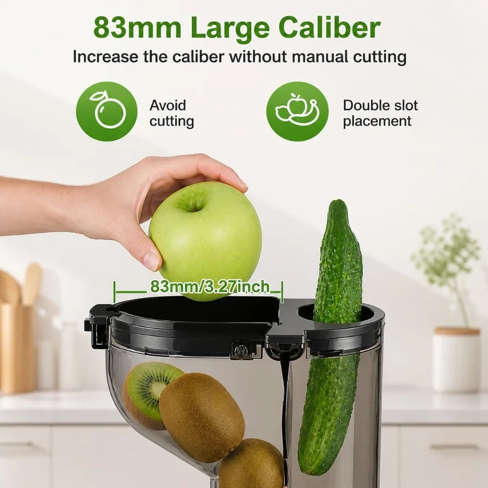 500W Cold Press Slow Juicer with Wide Feed Chute High Yield Quiet Motor Reverse Function Easy Clean