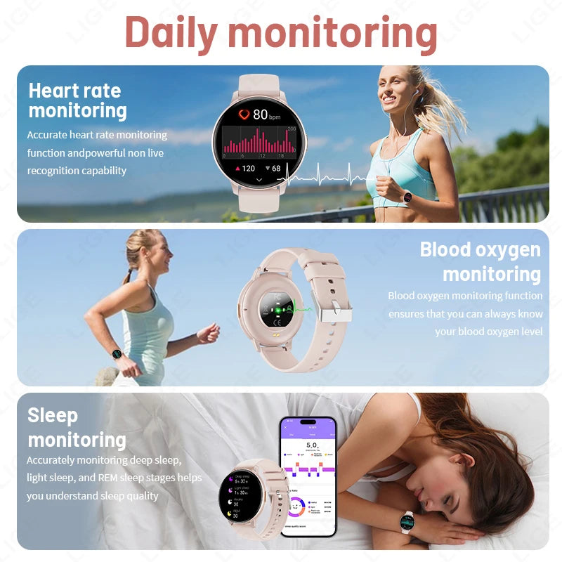 LIGE Fitness Smartwatch Voice Assistant 2026 Heart Rate Monitor Bluetooth Call IP67 Waterproof New Sports Tracker Smart Watches