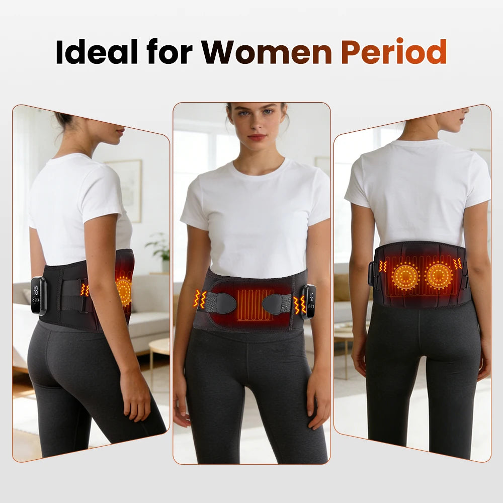 Electric Heating Waist Massage Belt Infrared Vibration Hot Compress Lumbar Brace Spine Protect Massager Back Support Belt