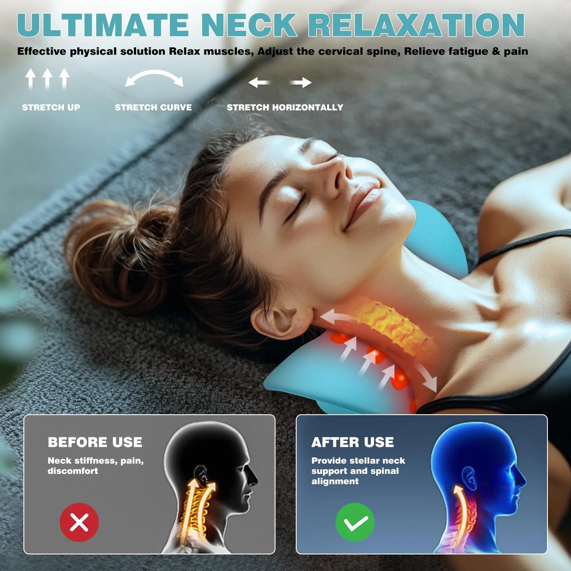Portable Cervical Massager for Adult Cervical Repair Traction Neck and Head Acupoint Massage Pillow