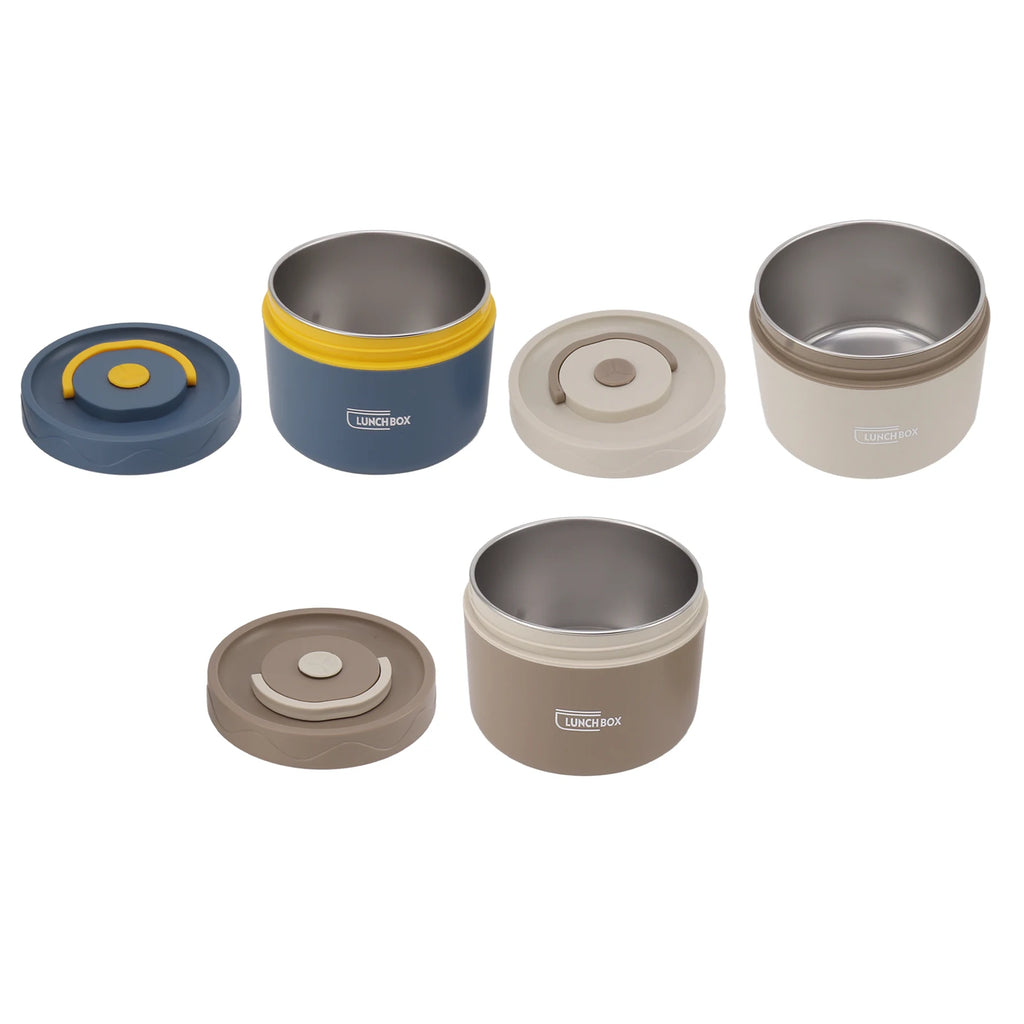 550ml Stainless Steel Insulated Bento Lunch Box Stackable 2 Tier Round Bento Lunch Box Stainless Steel Leakproof Food Container