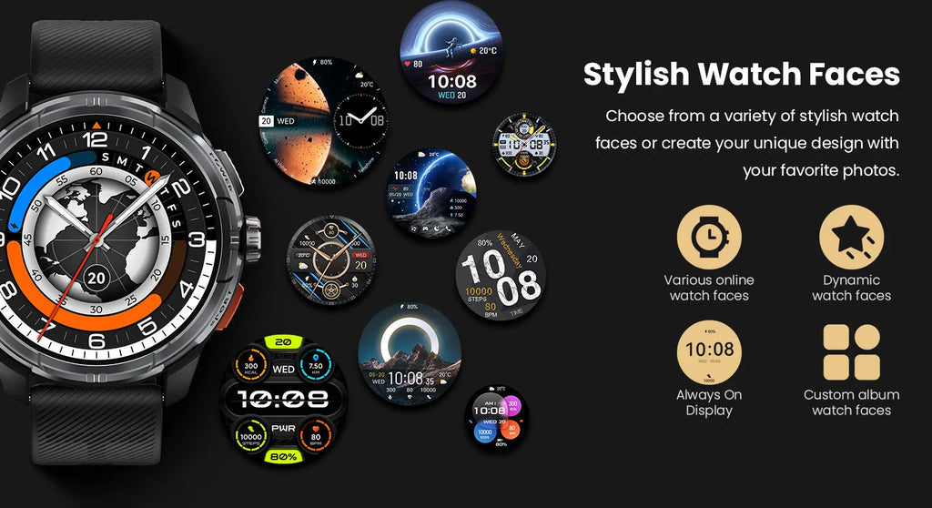 HAYLOU Solar Ultra GPS Smart Watch 1.6” AMOLED Display 60Hz Refresh Rate Bluetooth Calls 5ATM Water Resistance Sports Smartwatc