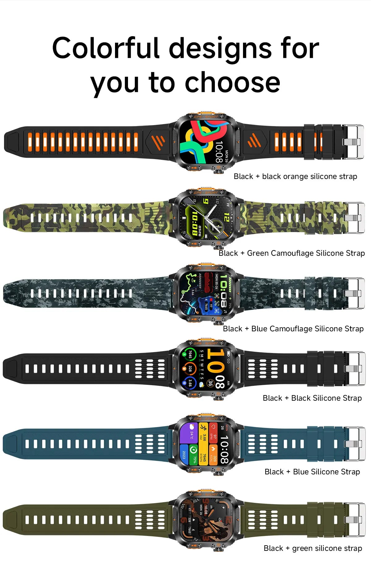 New Military Smartwatch Real GPS Compass Outdoor Smart Watch 3ATM Waterproof Sports Watches for Man Woman Electronics Clock 2025