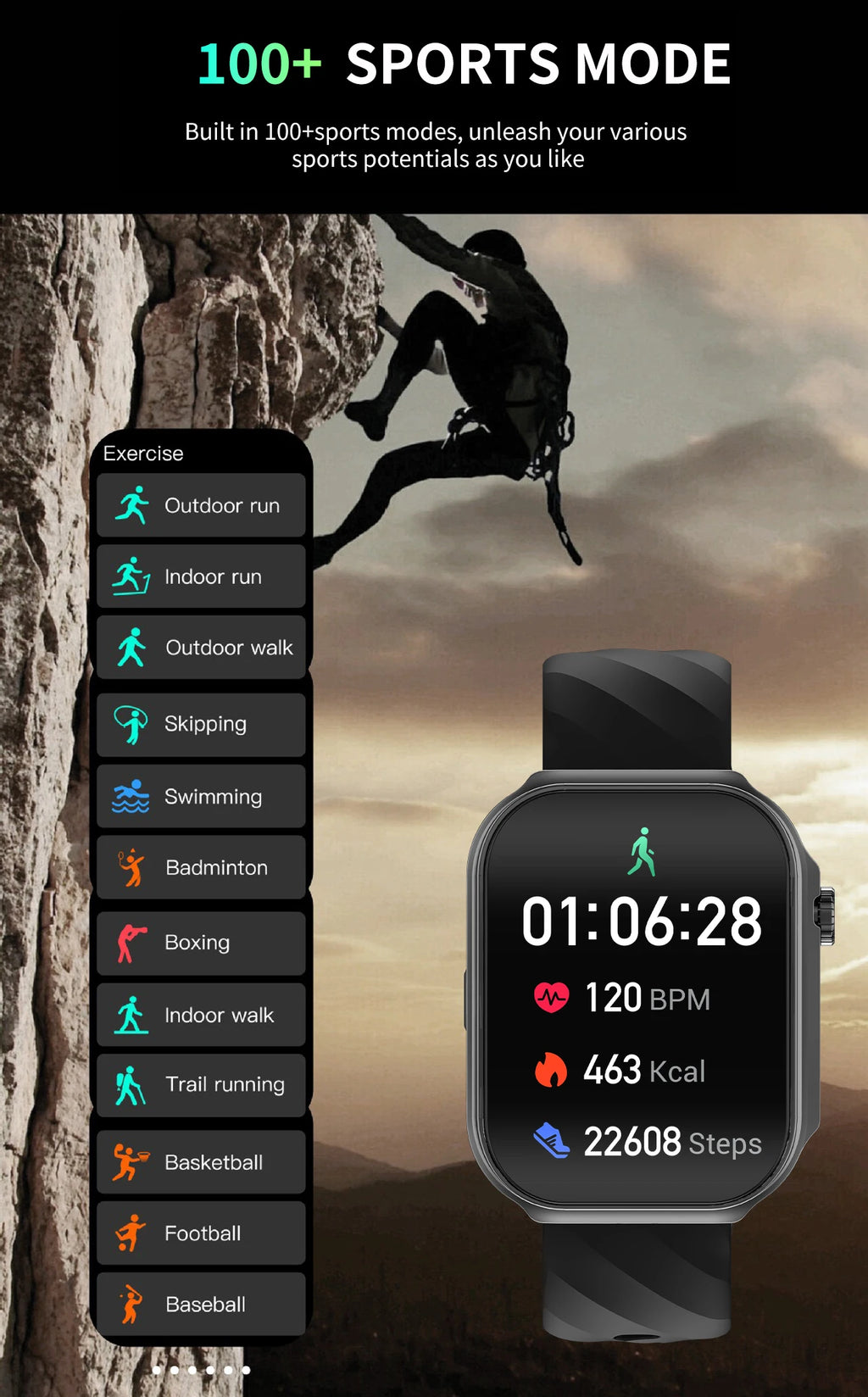 3D Curved Screen Smart Watch 2.2" Large HD Display Bluetooth Call Waterproof Flashlight Outdoor Sport Smartwatch Women 2026 New