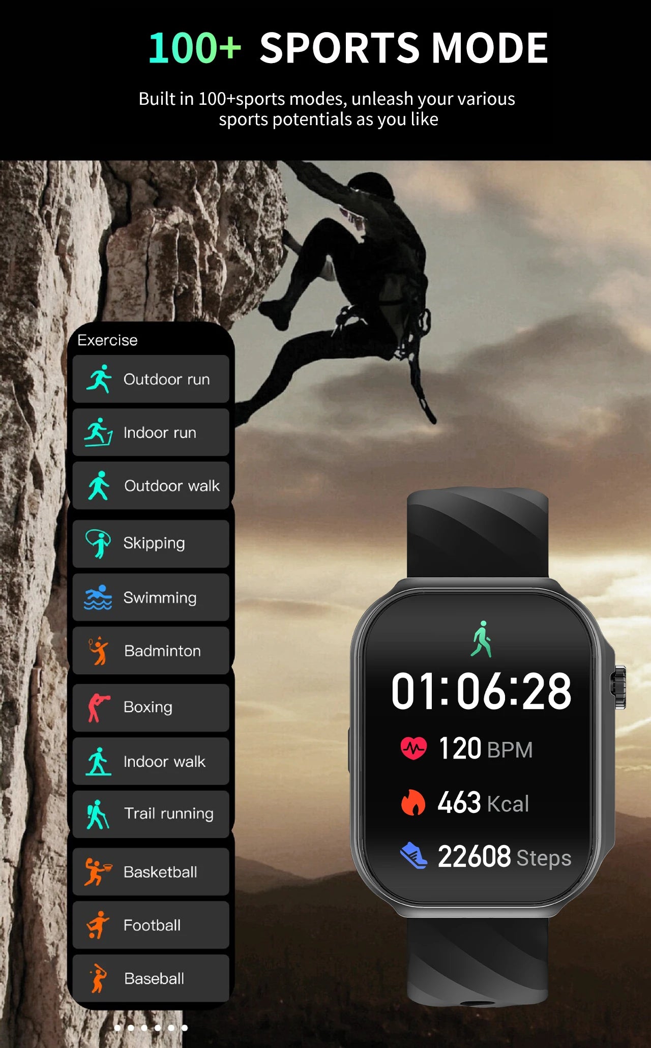 3D Curved Screen Smart Watch 2.2" Large HD Display Bluetooth Call Waterproof Flashlight Outdoor Sport Smartwatch Women 2026 New