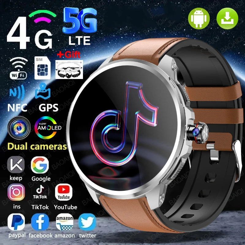 4G Full Network Smart Watch 8GB+128GB RAM 1.95 inch HD Screen 900W Video Call 2100mAh WIFI GPS Google Play Smartwatch Flashlight