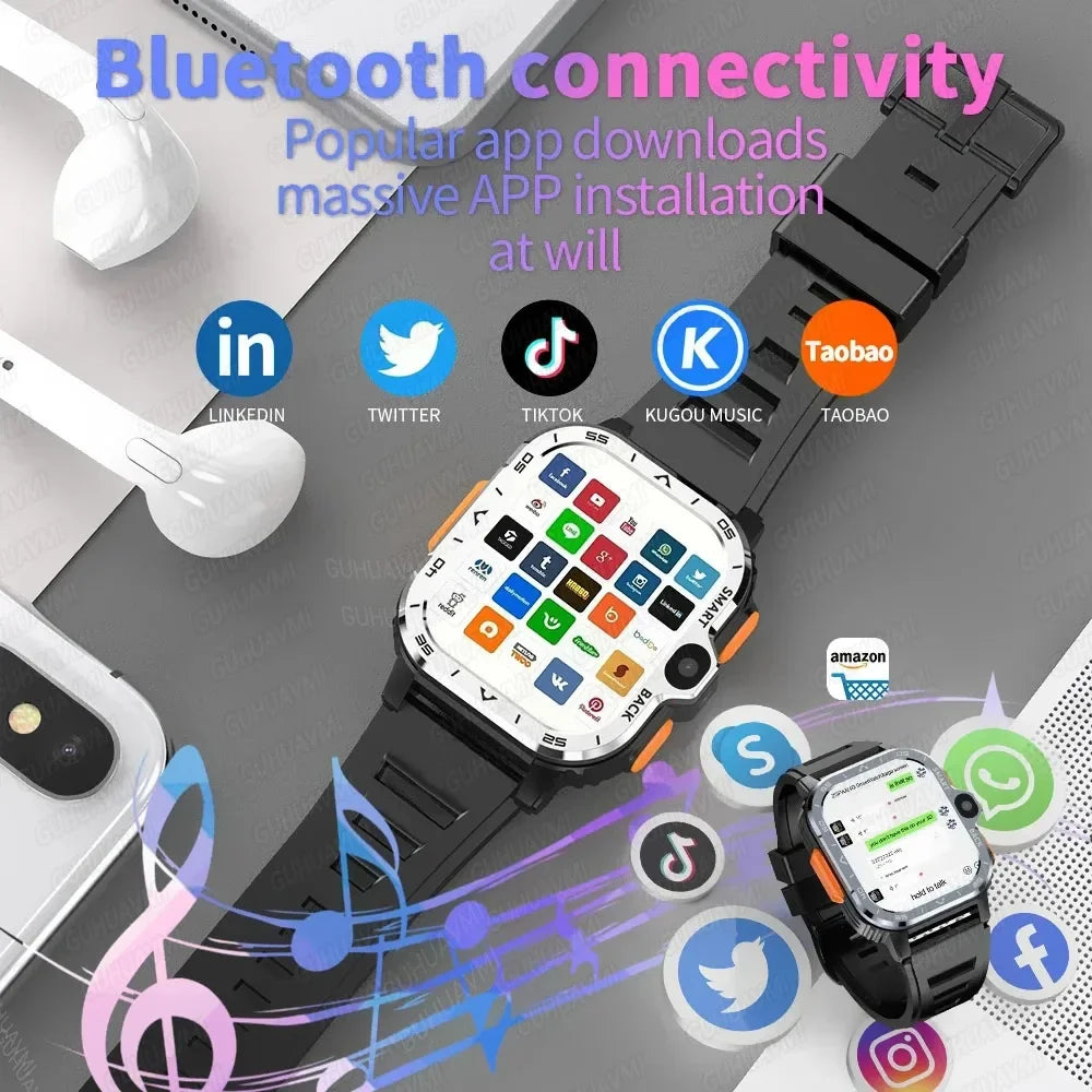 4G/5G SIM Card Wifi Smart Watch 64GB Large Memory APP Download 200W+800W HD Dual Camera Video Call Global Version Smartwatch Men