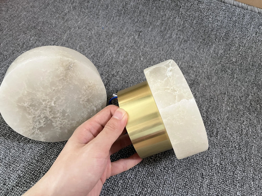 Modern Nordic Wall Sconce Spanish Natural Marble Round Wall Lamp Living Room Hallway Stair Wall Light Bedroom Bedside Lamp