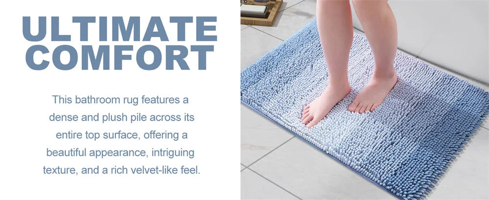 Olanly Super Absorbent Bathroom Rug Luxury Chenille Bath Mat Plush Non-slip Shower Mat Bathroom Carpet Welcome Deal Floor Mats