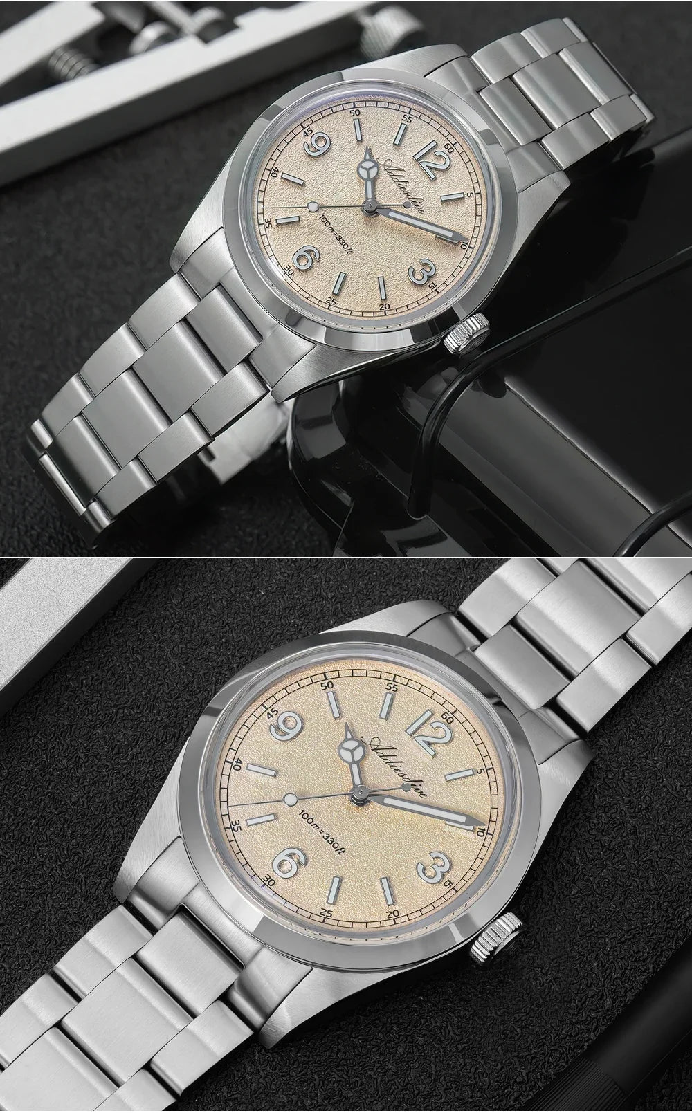 ADDIESDIVE New VH31 Quartz Watches Bubble Glass Retro Elegant WristWatch BGW9/C3 Luminous Waterproof 10Bar Men's Watch AD2518