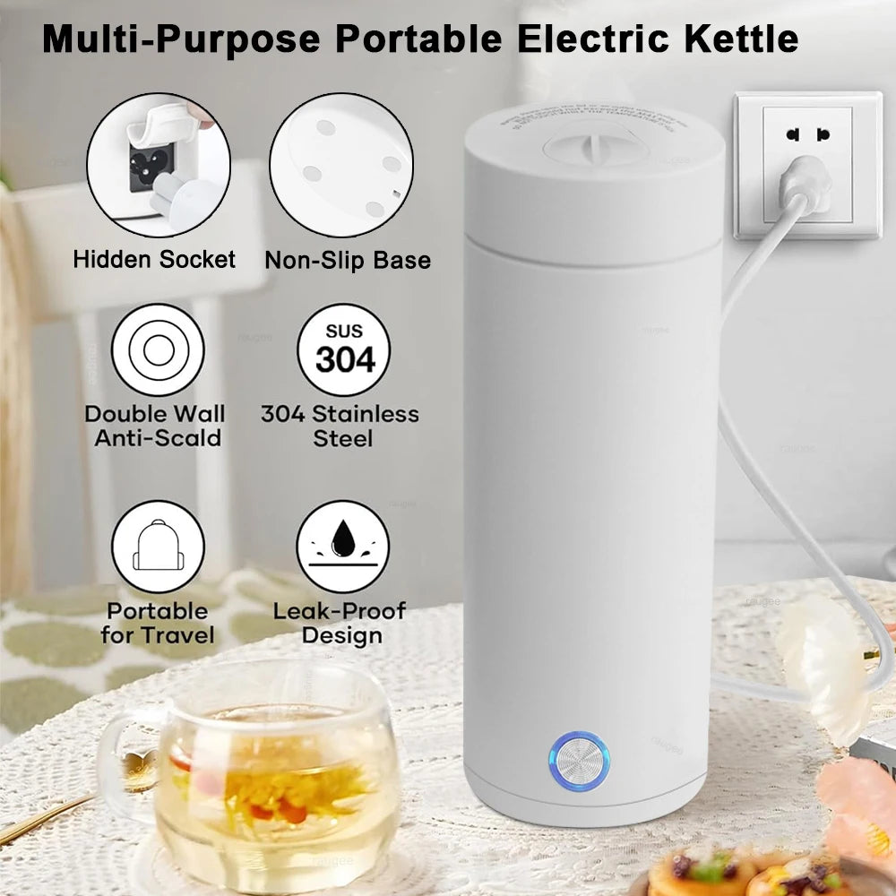 Electric Kettle Portable Travel Fast Boiling Tea Coffee Kettle 304 Stainless Steel Mini Baby Milk Warmer Kettle Thermo Kettles
