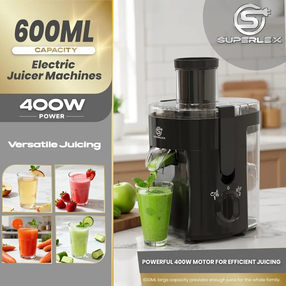 Whole Fruit Wide Chute Centrifugal Juicer Dual Speed High Yield Easy Clean