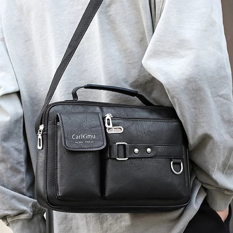 Men's Retro Messenger Bag with Waterproof Design, Large Capacity Laptop Briefcase for Office Work, Travel and School