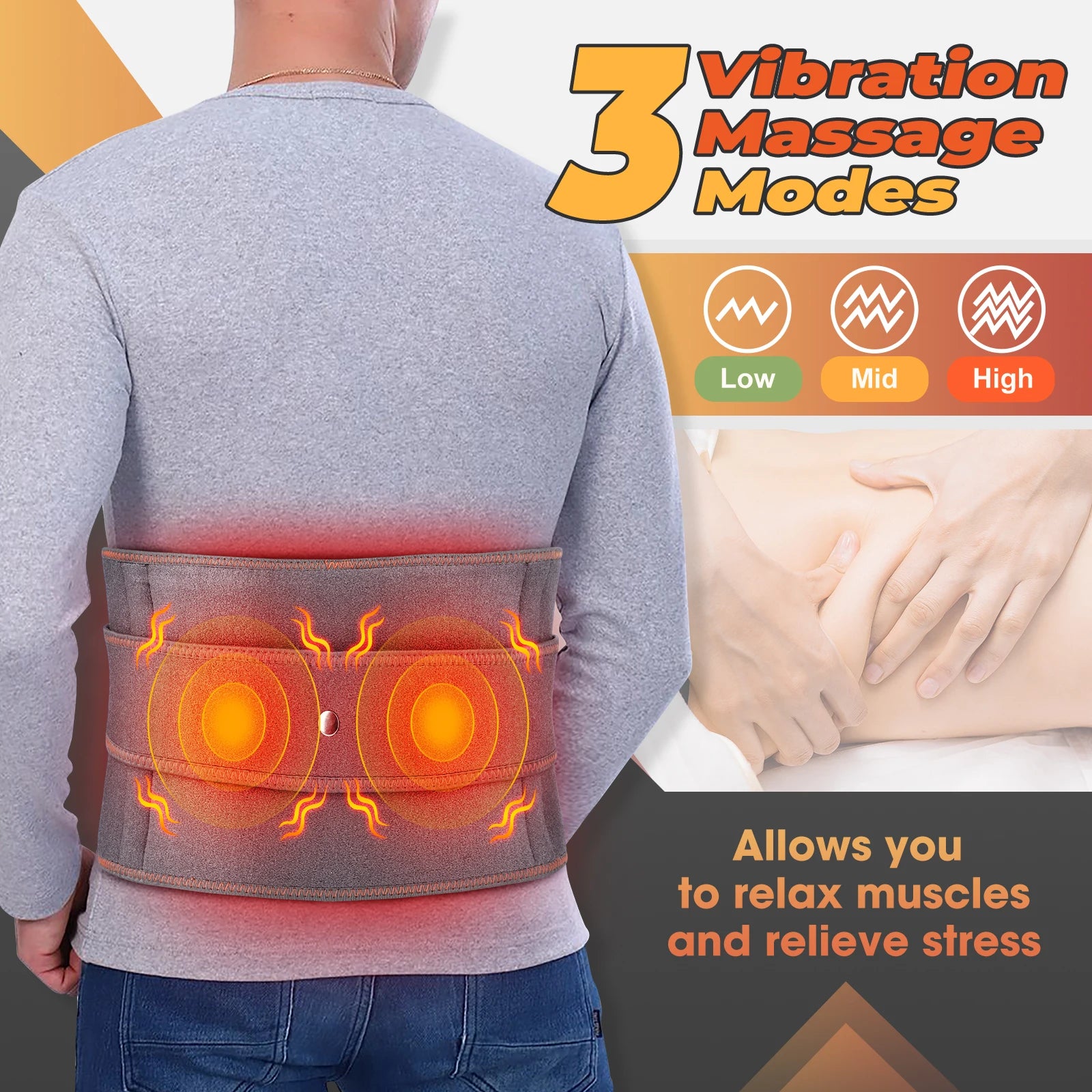 Electric Heating Waist Massage Belt Infrared Vibration Hot Compress Lumbar Brace Spine Protect Massager Back Support Belt