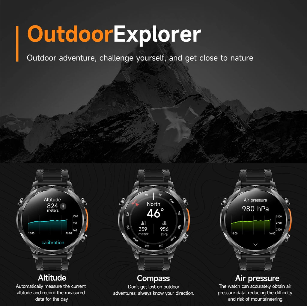 Luxury Military GPS Men Smartwatch Wrist Fitness Clock BT Call 1ATM Waterproof Sports Smart Watches for Android IOS Phones 2026