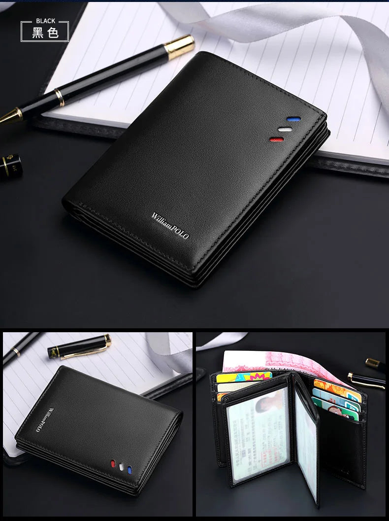Genuine leather men's wallet, fashionable short style card holder, multifunctional coin purse
