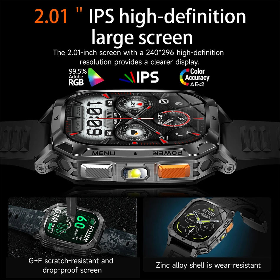 Upgrade 1400 mAh Battery Military Grade Smart Watch Men IP68 Waterproof 100+ Sports Modes Bluetooth Call AMOLED HD Smartwatches