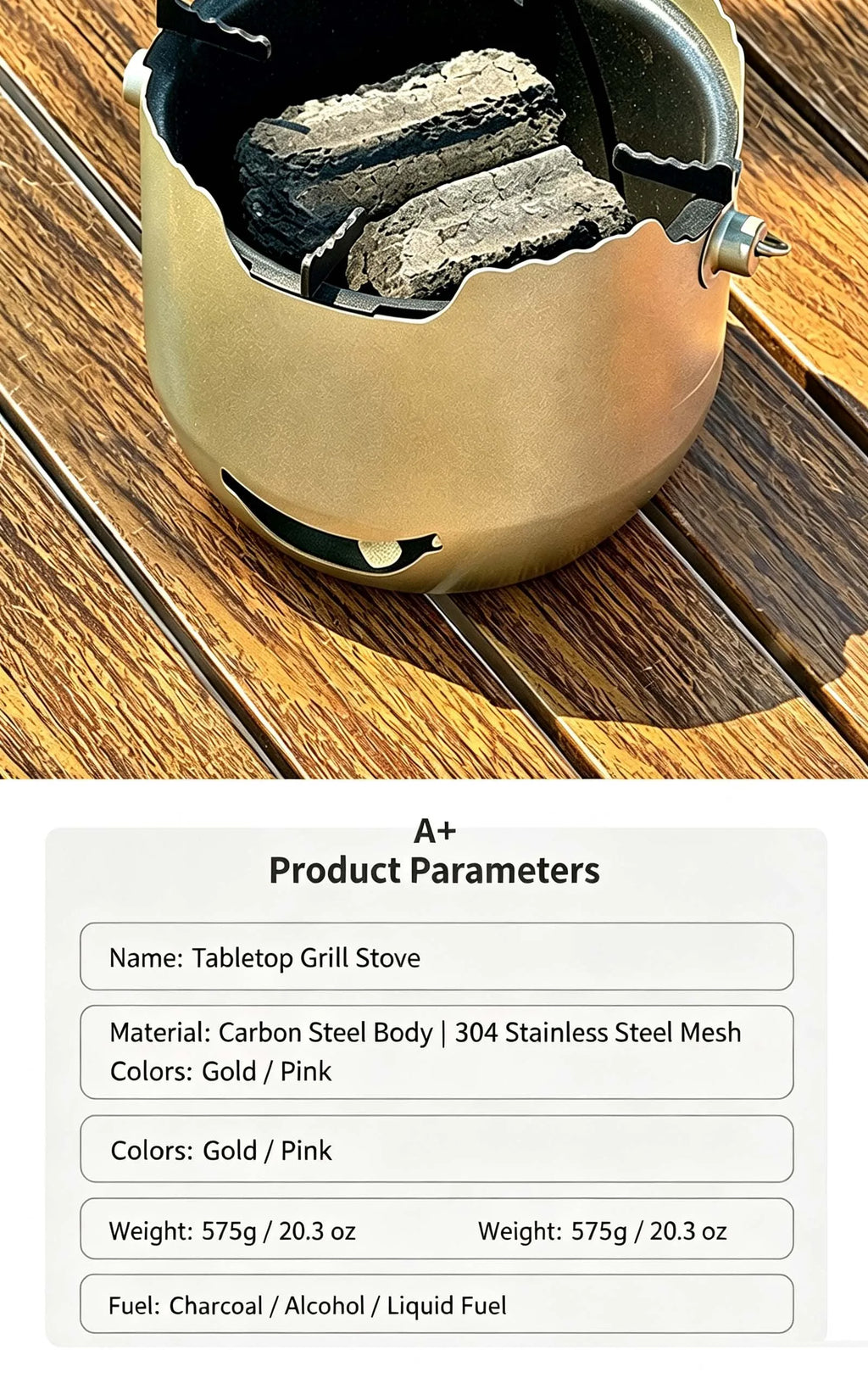 Portable Stainless Steel Charcoal Grill, Mini BBQ Stove, Outdoor & Household Barbecue Cooker for Camping Picnic