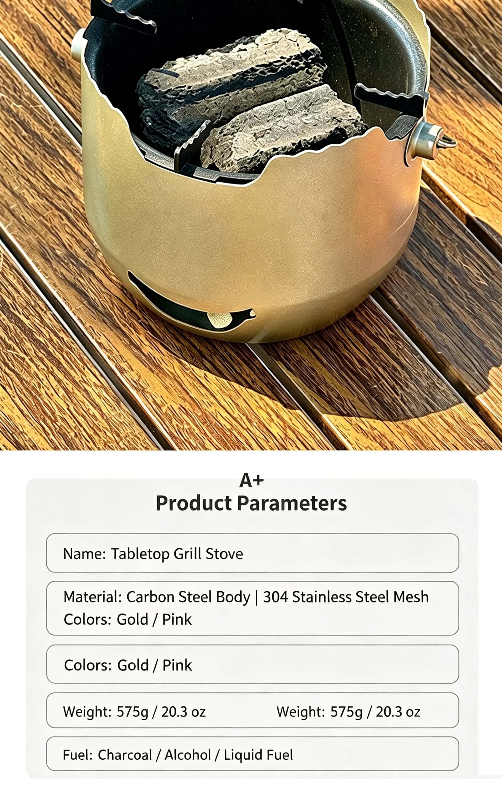 Portable Stainless Steel Charcoal Grill, Mini BBQ Stove, Outdoor & Household Barbecue Cooker for Camping Picnic