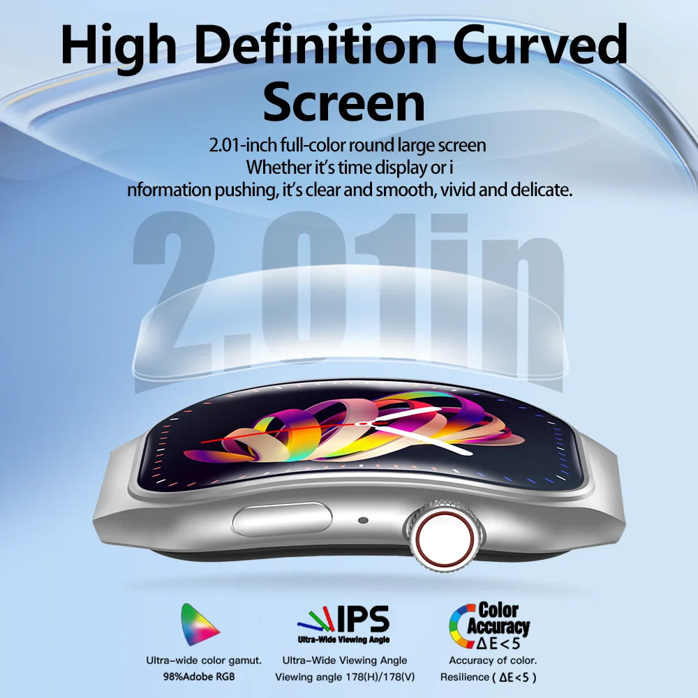 LAXASFIT New Slim Smart Watch Men's 2.01-inch AMOLED Curved Display Bluetooth Talk Sports Fitness Tracking Smartwatch Women's