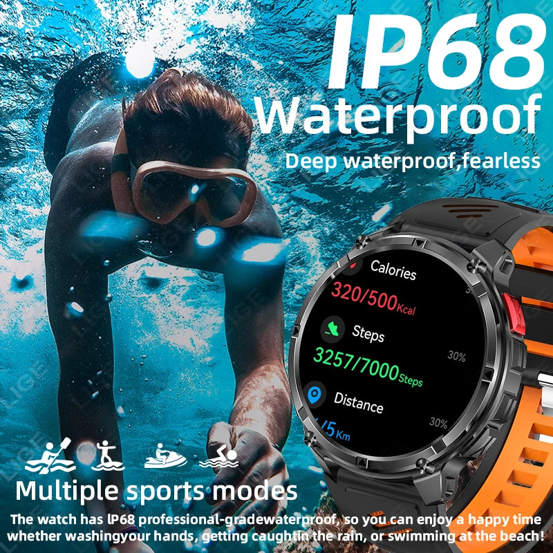 LIGE New Outdoor Sport Tracker Smart Watch Men 1100mAh Large Battery Long Standby Time Bluetooth Call IP68 Waterproof Smartwatch