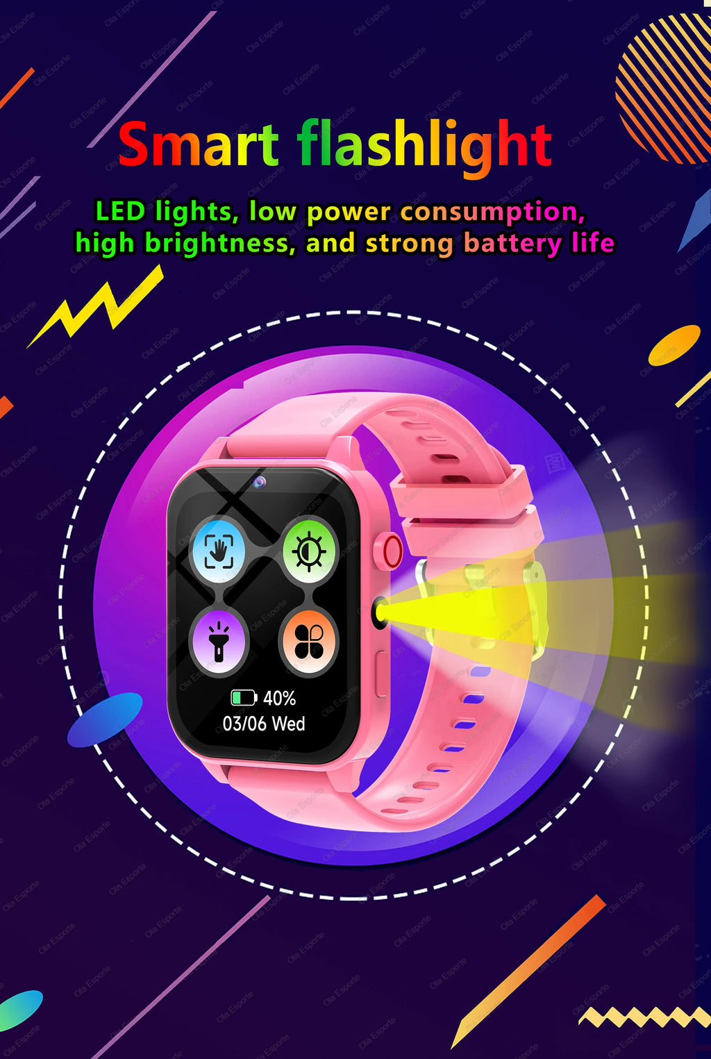 Children Games Smart Watch 2026 New Sleep Monitoring LED Flashlight Alarm Camera Step count Watch Smartwatch For Birthday gift
