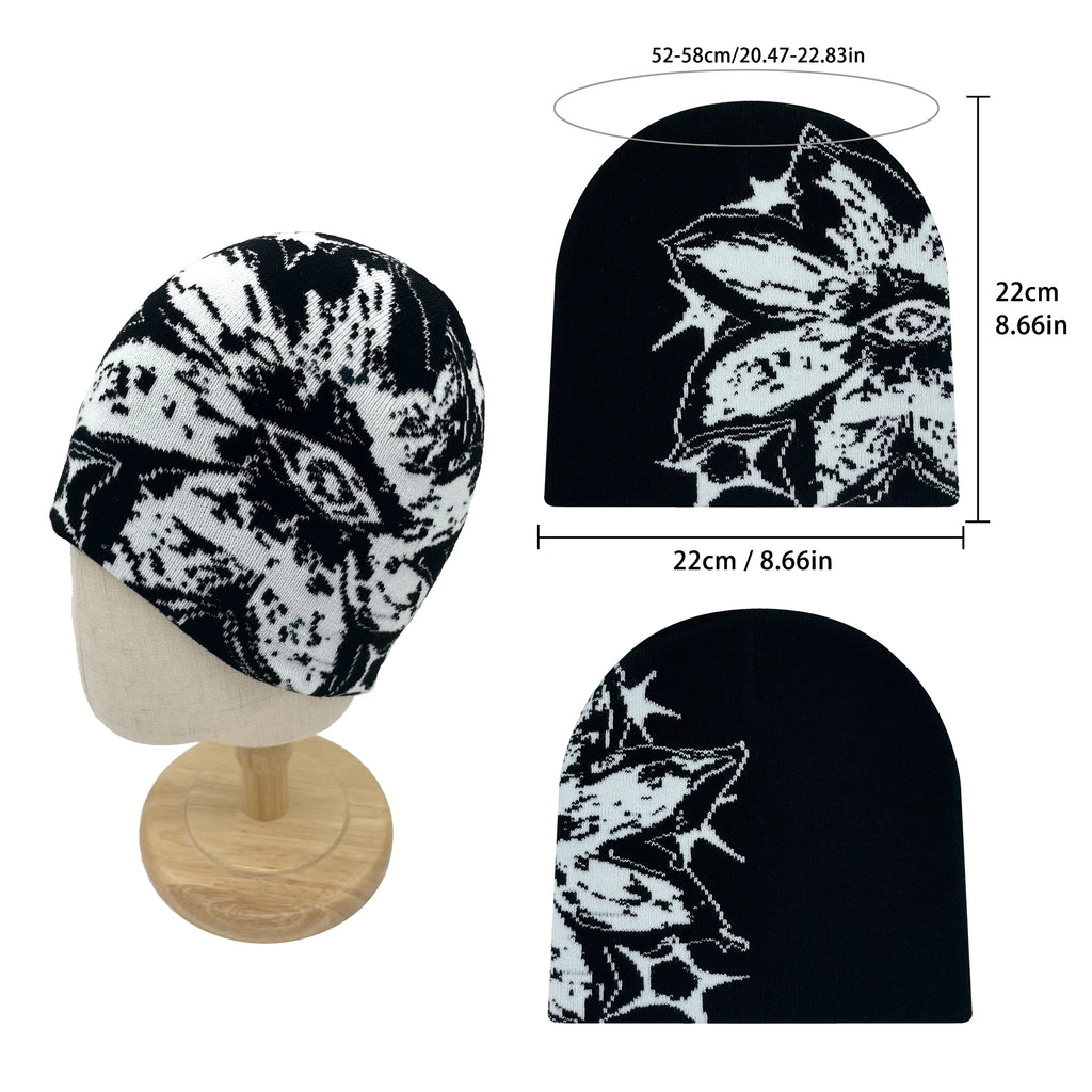 1PCS personalized trend large patterned jacquard knitted hat, street outdoor sports skullcap, unisex beanie