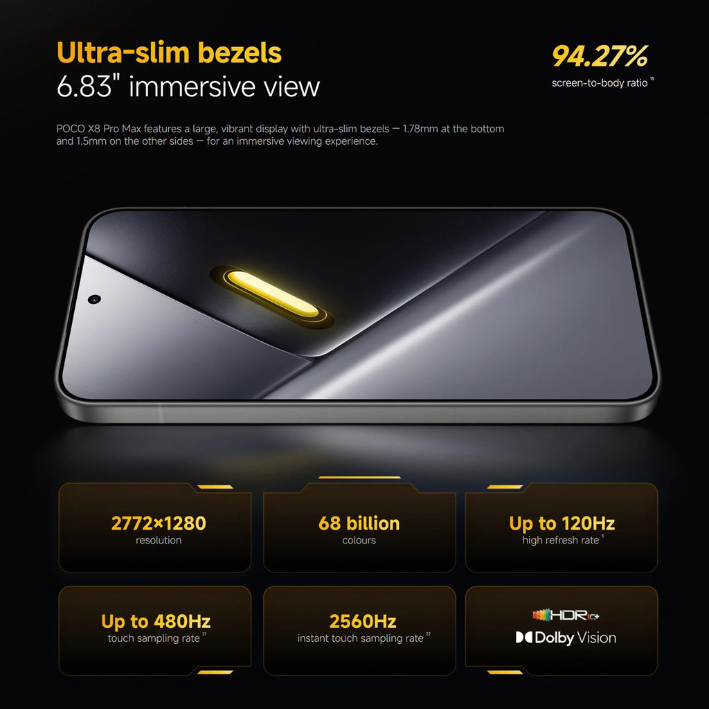 POCO X8 Pro Max 5G 12+256GB Global Version 6.83" 1.5K 120Hz display MediaTek Dimensity 9500s 50MP 8500mAh 100W HyperCharge NFC