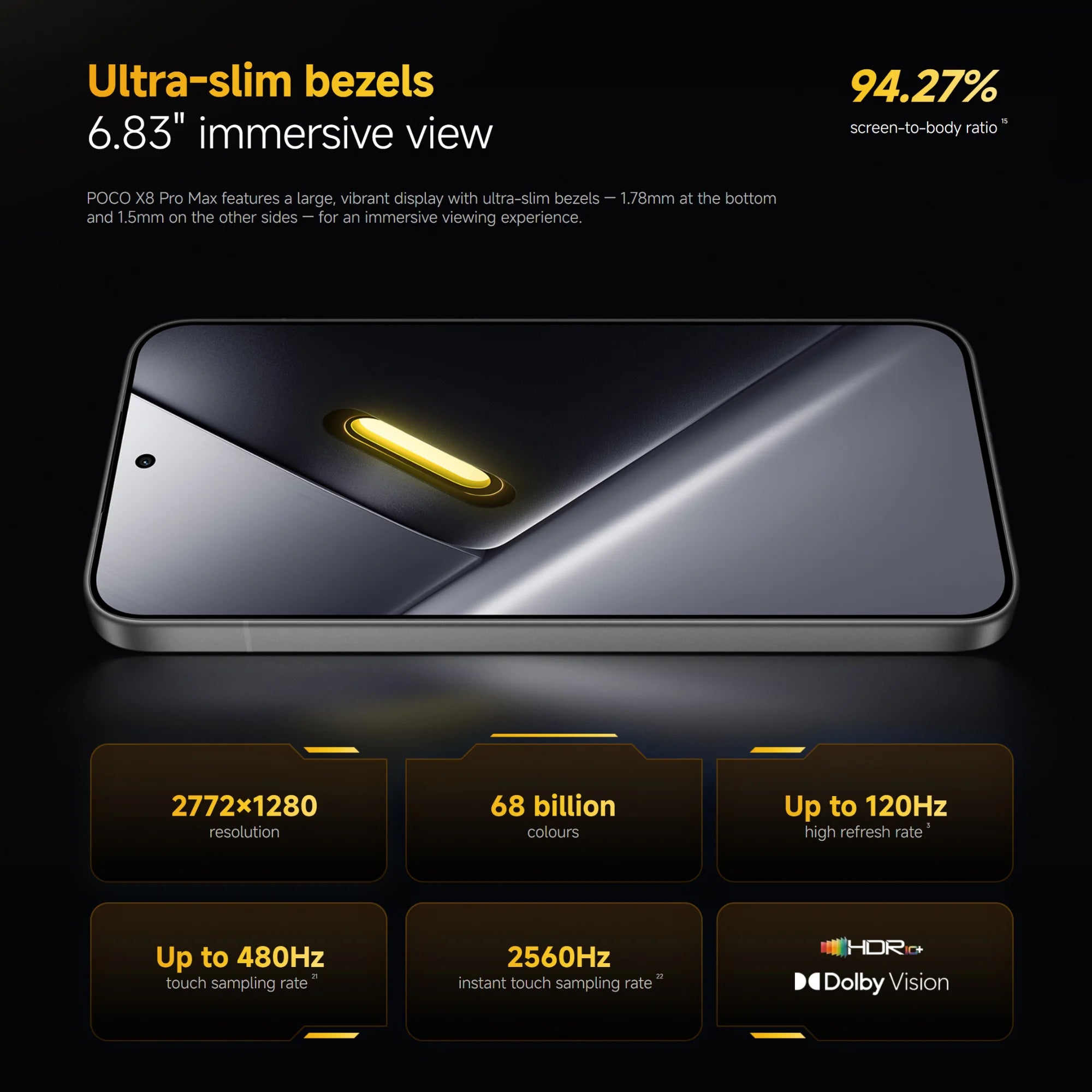 POCO X8 Pro Max 5G 12+256GB Global Version 6.83" 1.5K 120Hz display MediaTek Dimensity 9500s 50MP 8500mAh 100W HyperCharge NFC