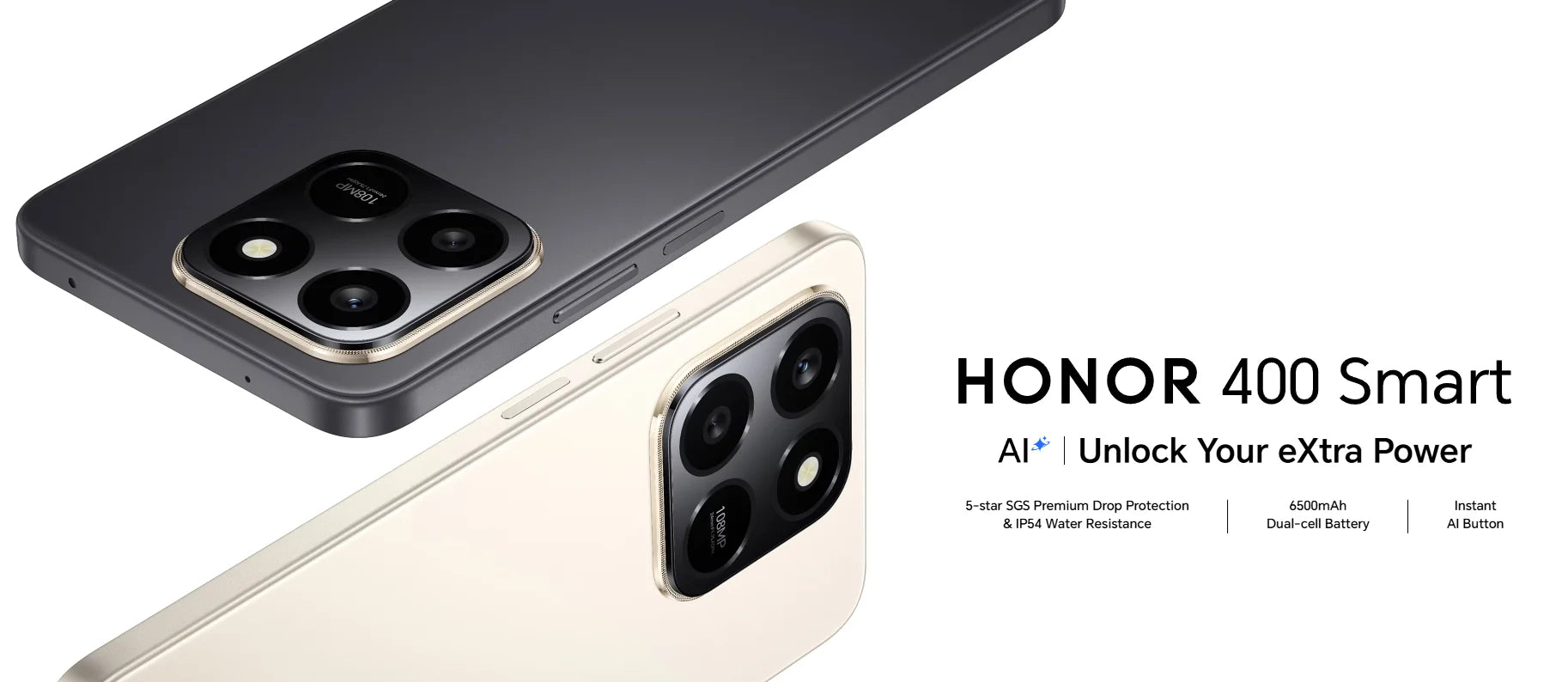HONOR 400 Smart 4G,EU Version,108MP Main Camera,6500mAh Battery, 5-star SGS Premium Drop Protection, Instant AI Button,IP54