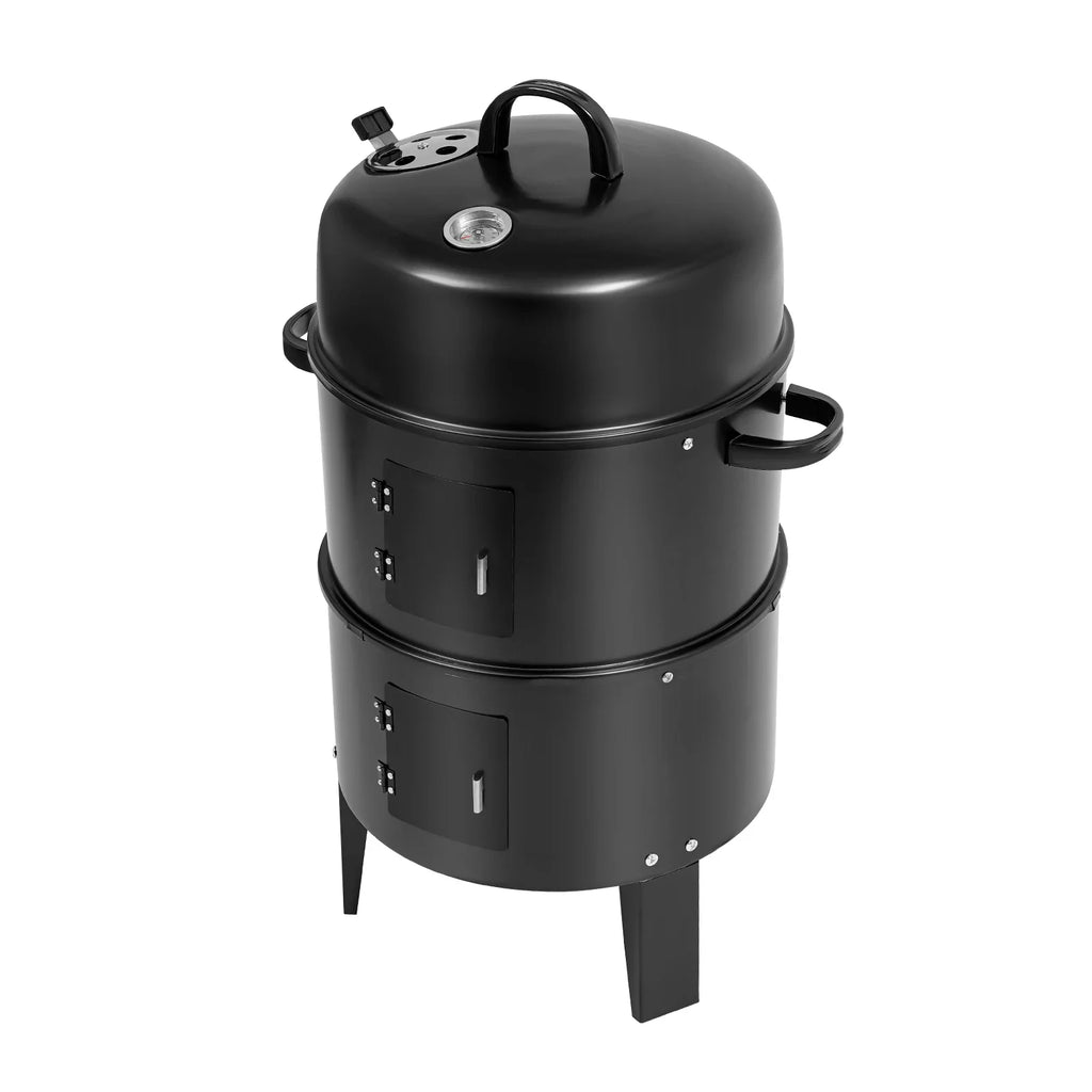 84cm Barrel Style Charcoal BBQ Smoker Grill, Built-in Thermometer Outdoor Smoking Oven, Ideal for Grilling Meat,Chicken Wings