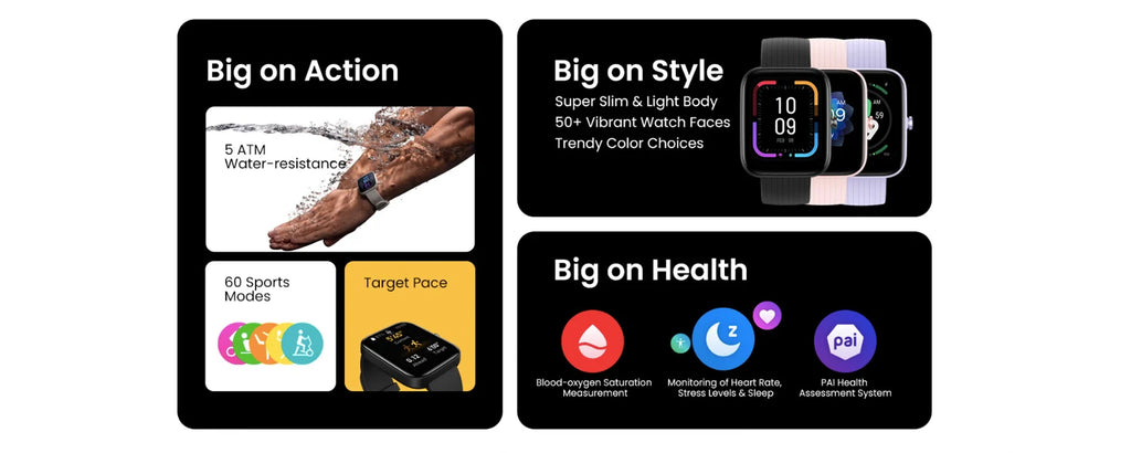 Amazfit Bip 3 Smartwatch For Men Women Birthday Gift Blood-oxygen Saturation Measurement  5ATM Waterproof 60 Sports Modes95New